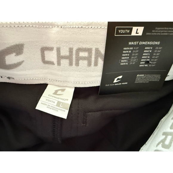 Champro Triple Crown Classic Solid Black Youth Large Baseball Pants NWT - Picture 3 of 4